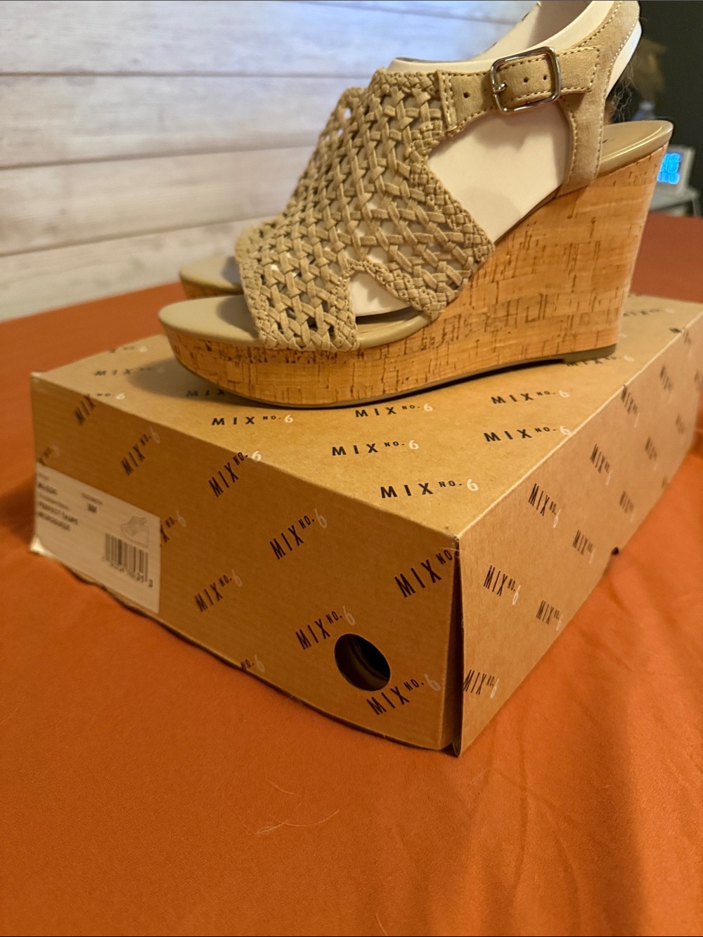 Mix No. 6 Woven Tan Cork Wedge Sandals